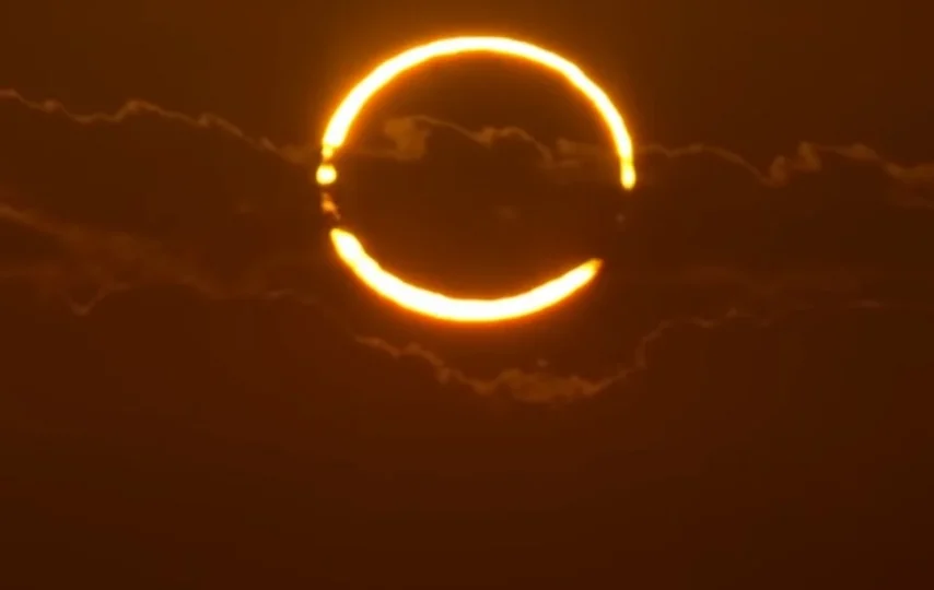 طلوع خورشیدگرفتگی حلقه‌ آتش + ویدیو