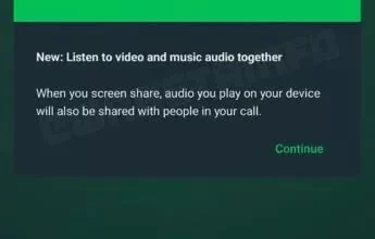 واتس‌اپ روی قابلیت اشتراک‌گذاری صفحه کار می‌کند؛ با یکدیگر فیلم ببینید و آهنگ گوش کنید