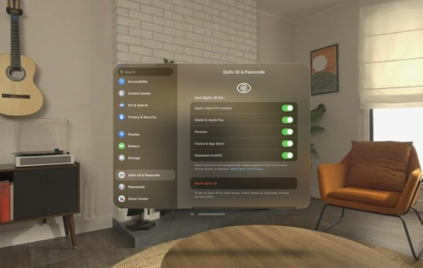 رمز عبور هدست ویژن پرو