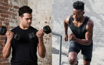 فردی در حال وزنه‌زدن و فردی در حال دویدن- تفاوت ورزش بی هوازی و هوازی