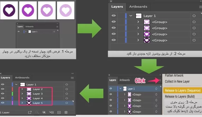 آموزش نحوه جداسازی لایه ها در ایلوستریتور + [0 تا 100 در 2 مرحله]