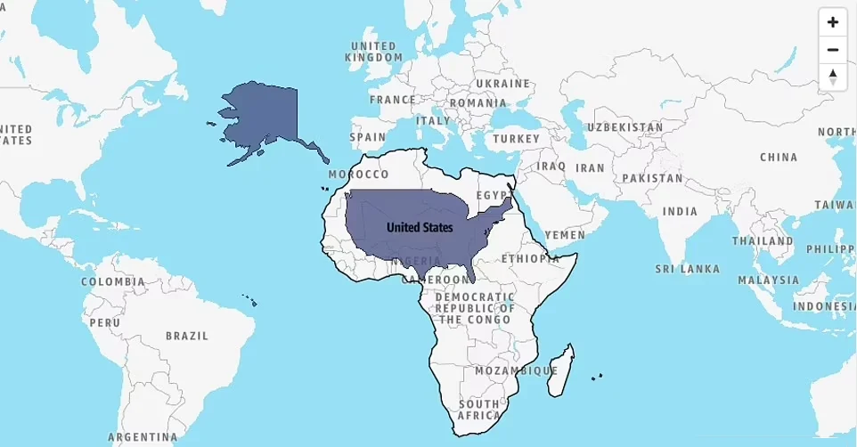 ابزار قیاس MyLifeElsewhere چیست؟_دنیای تکنولوژی 48 مقایسه ابعاد واقعی کشورها و قارهها با یکدیگر