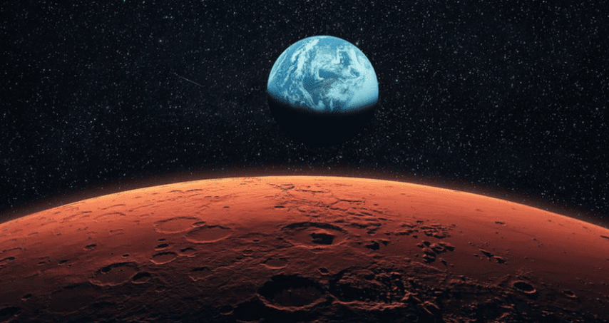 میانگین فاصله بین زمین و مریخ حدود 225 میلیون کیلومتر است.