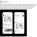 کاربران می‌توانند آنلاین بودن خود را به‌نمایش بگذارند