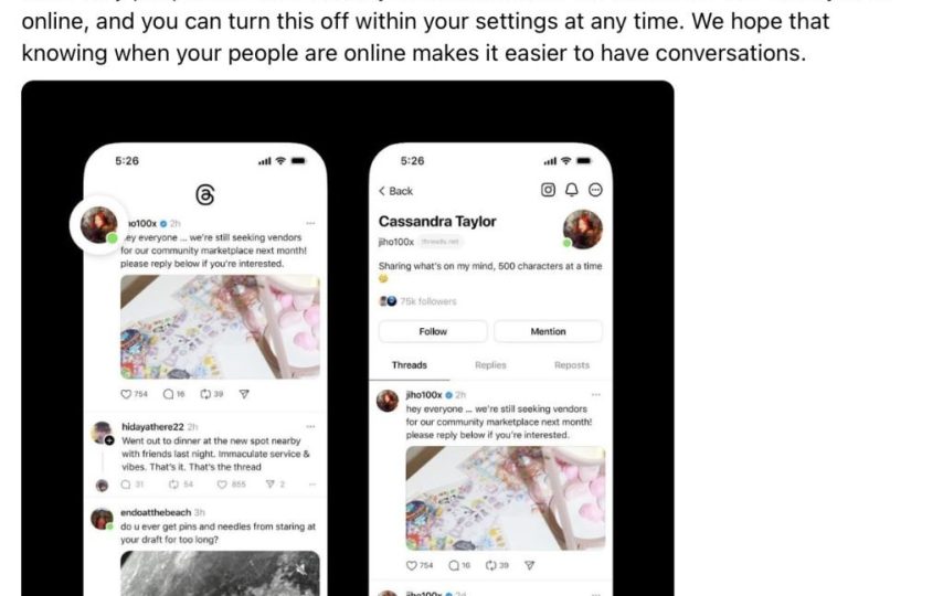 کاربران می‌توانند آنلاین بودن خود را به‌نمایش بگذارند