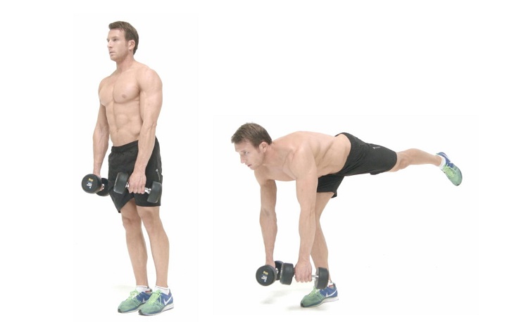ورزش با دمبل؛ ۲۷ تمرین با دمبل برای تحکیم عضلات_دنیای تکنولوژی 87 ورزش با دمبل - ددلیفت دمبل تک پا